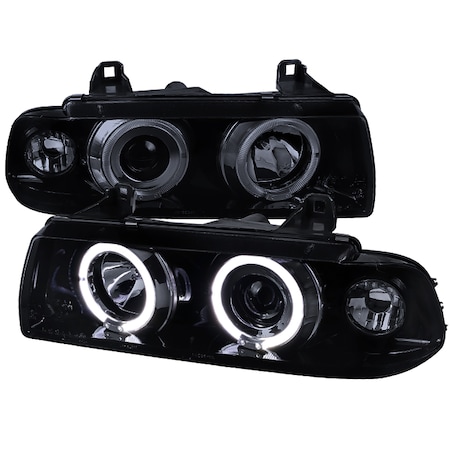 Spec-D Tuning 92-98 Bmw E36 Halo LED Projector Glossy Black LHP-E3621PCG-TM